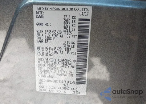 2017 Infiniti Qx60 z USA, uszkodzony, nr VIN 5N1DL0MM8HC543916